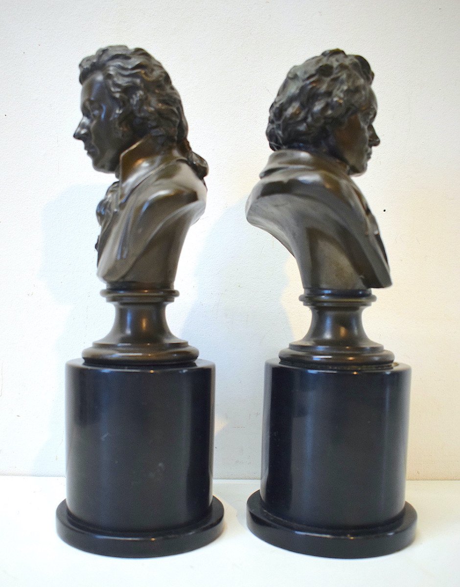 Paire De Bustes Métal  Peint  Mozart Et Beethoven Musique Classique Musicien Ref570-photo-1