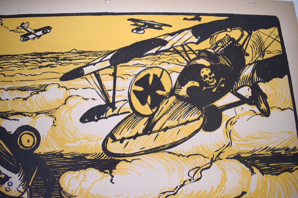 Estampe Maurice Busset  Affiche Lithographie Avion Aviation  Militaire  Guerre 1914 1918 Ref578-photo-4