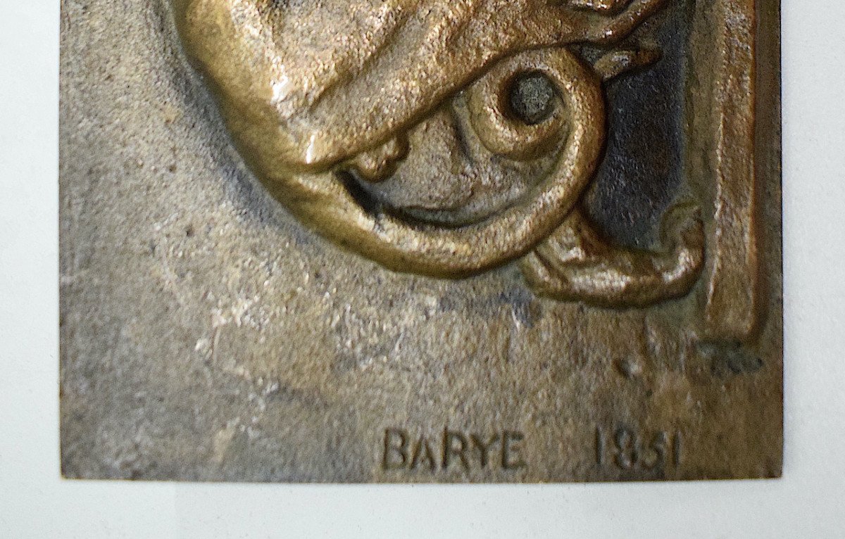 Antoine-louis Barye Bas Relief Plaque Bronze Animalier  Léopard Marchant XIX 1831 Ref580 -photo-1