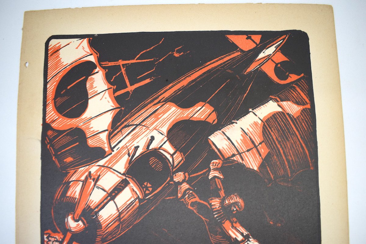 Maurice Busset Poster Lithograph Print Airplane Flights And Combats War 1914 1918 Ref581-photo-4