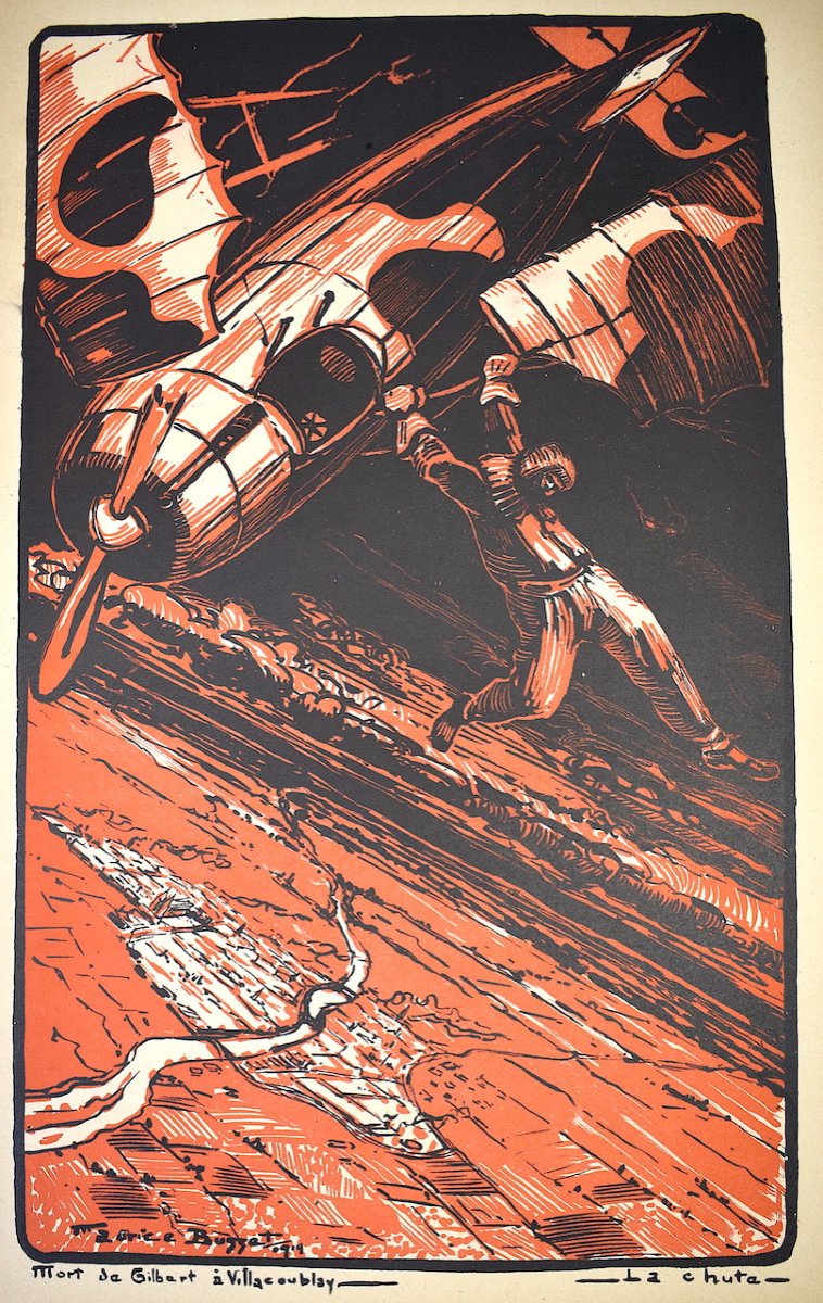 Maurice Busset Affiche Lithographie Estampe Avion Vols Et Combats Guerre  1914 1918 Ref581-photo-2