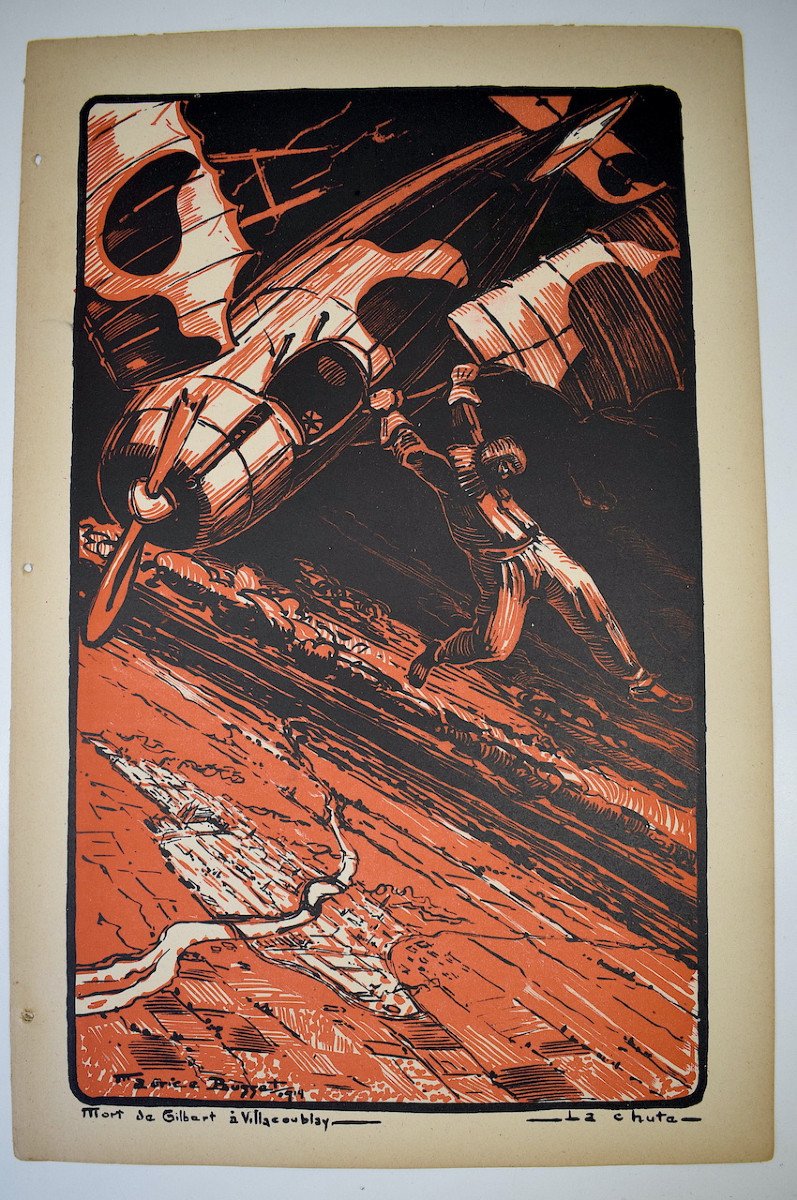 Maurice Busset Affiche Lithographie Estampe Avion Vols Et Combats Guerre  1914 1918 Ref581-photo-3