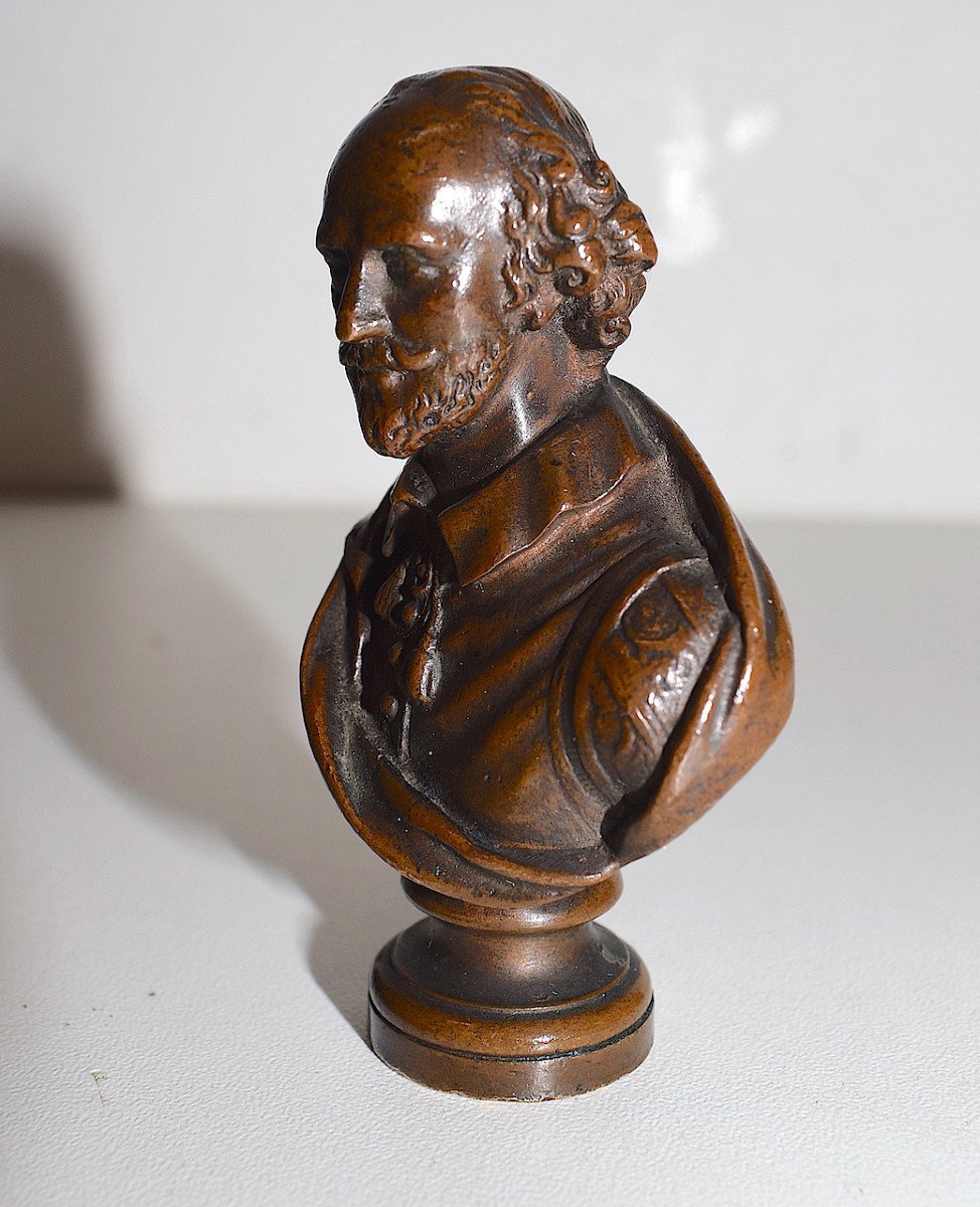 Shakespeare Seal Bronze Bust Signed Barbedienne Theater Playwright Poet Actor Ref584-photo-4