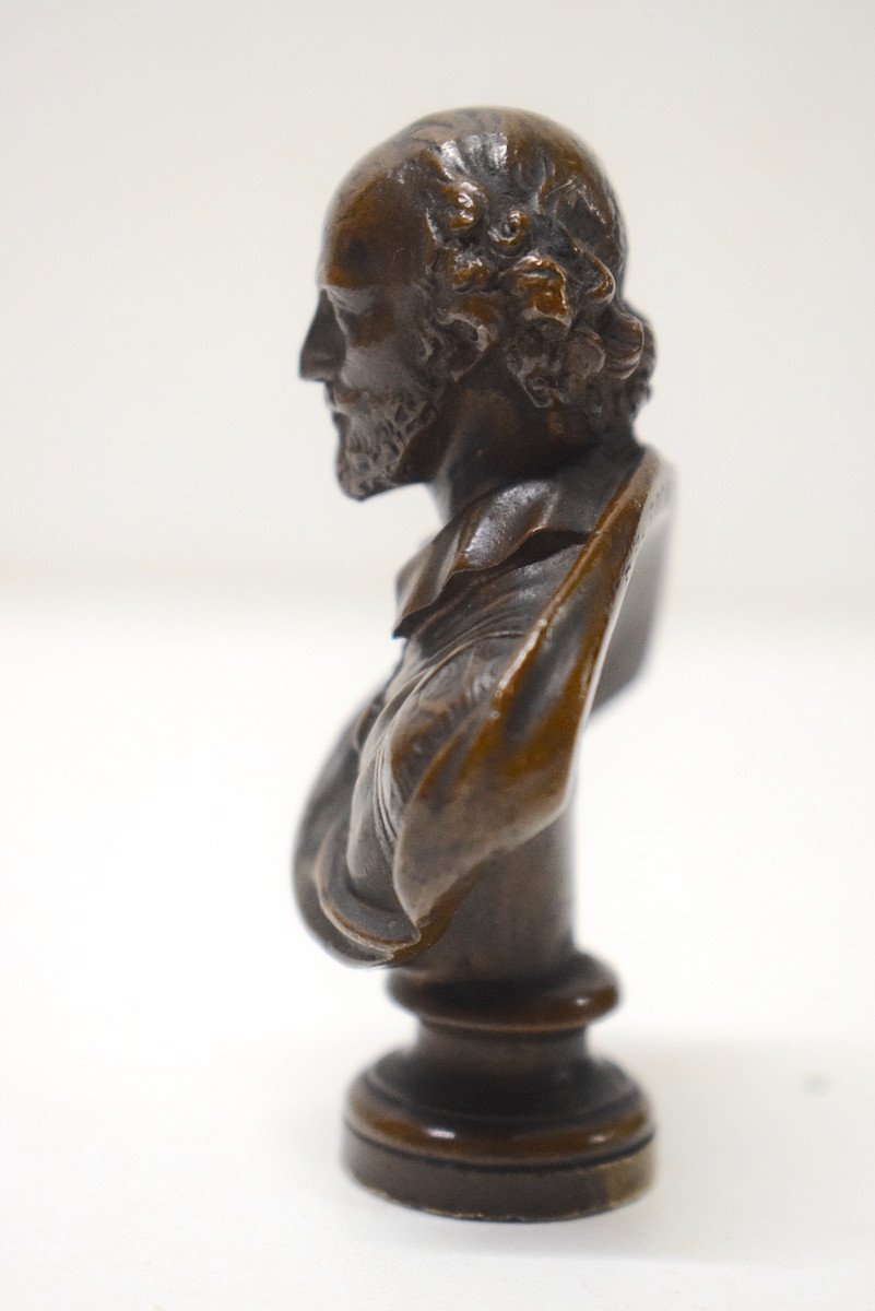 Shakespeare Seal Bronze Bust Signed Barbedienne Theater Playwright Poet Actor Ref584-photo-4