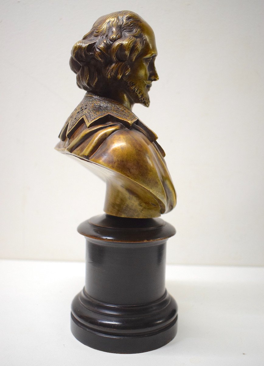  William Shakespeare Buste Bronze Doré Vieil Or Théâtre Dramaturge Poète Acteur Ref586-photo-2