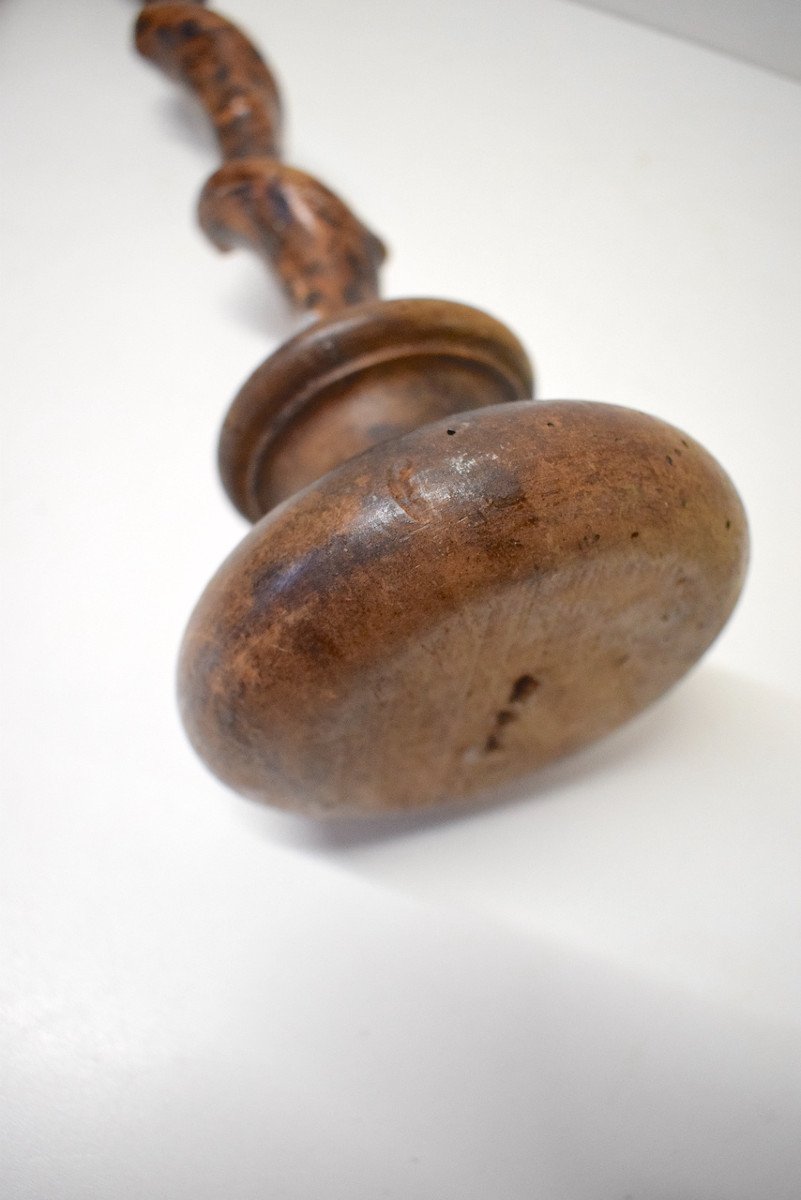 Popular Art Carved Wood Cane Tip Mounted On XVIII Or XIXth Base Ref588-photo-7