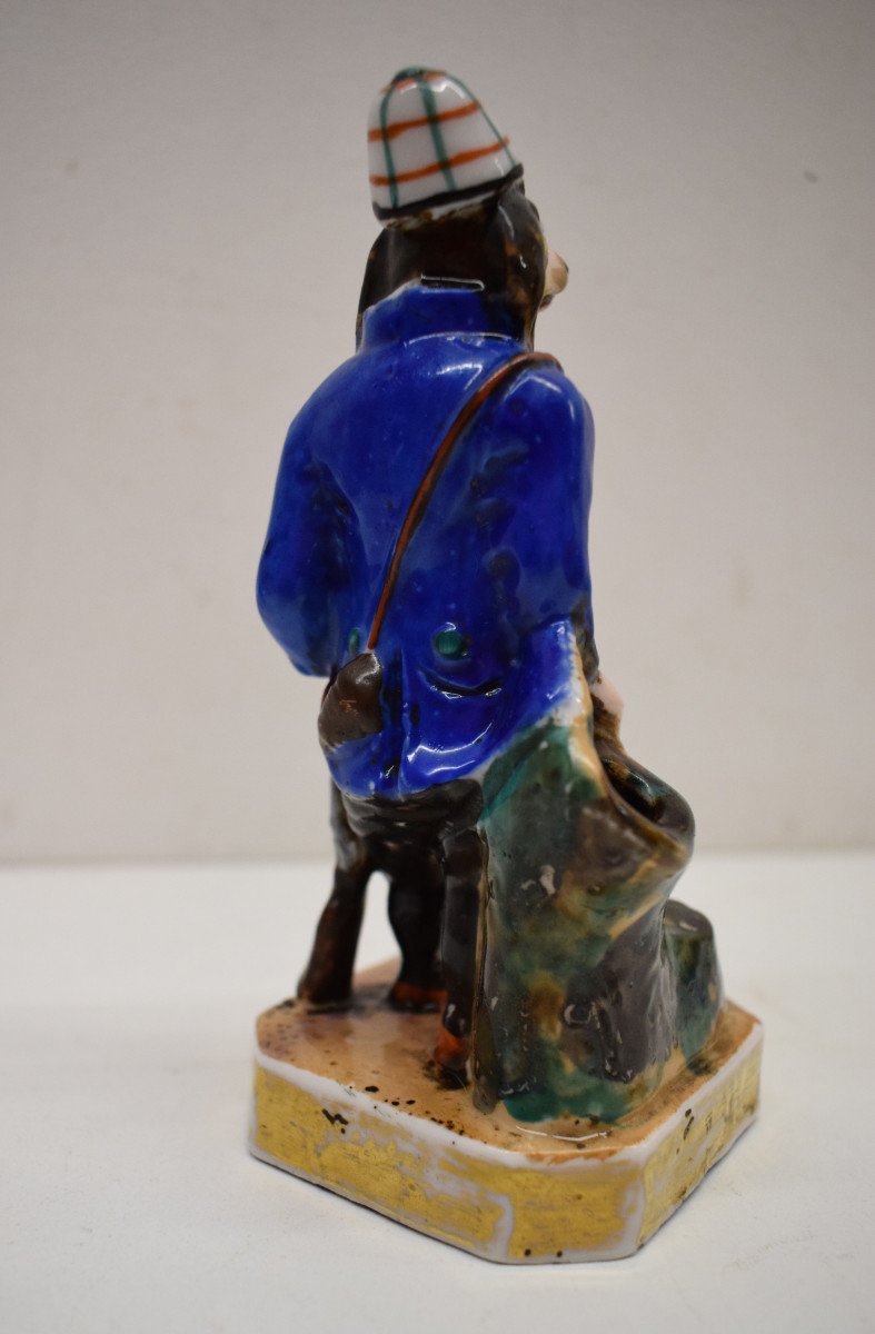 Curiosité Porte Plume Anthropomorphe Chien Chasseur Porcelaine Vieux Paris Chasse Ref595-photo-1