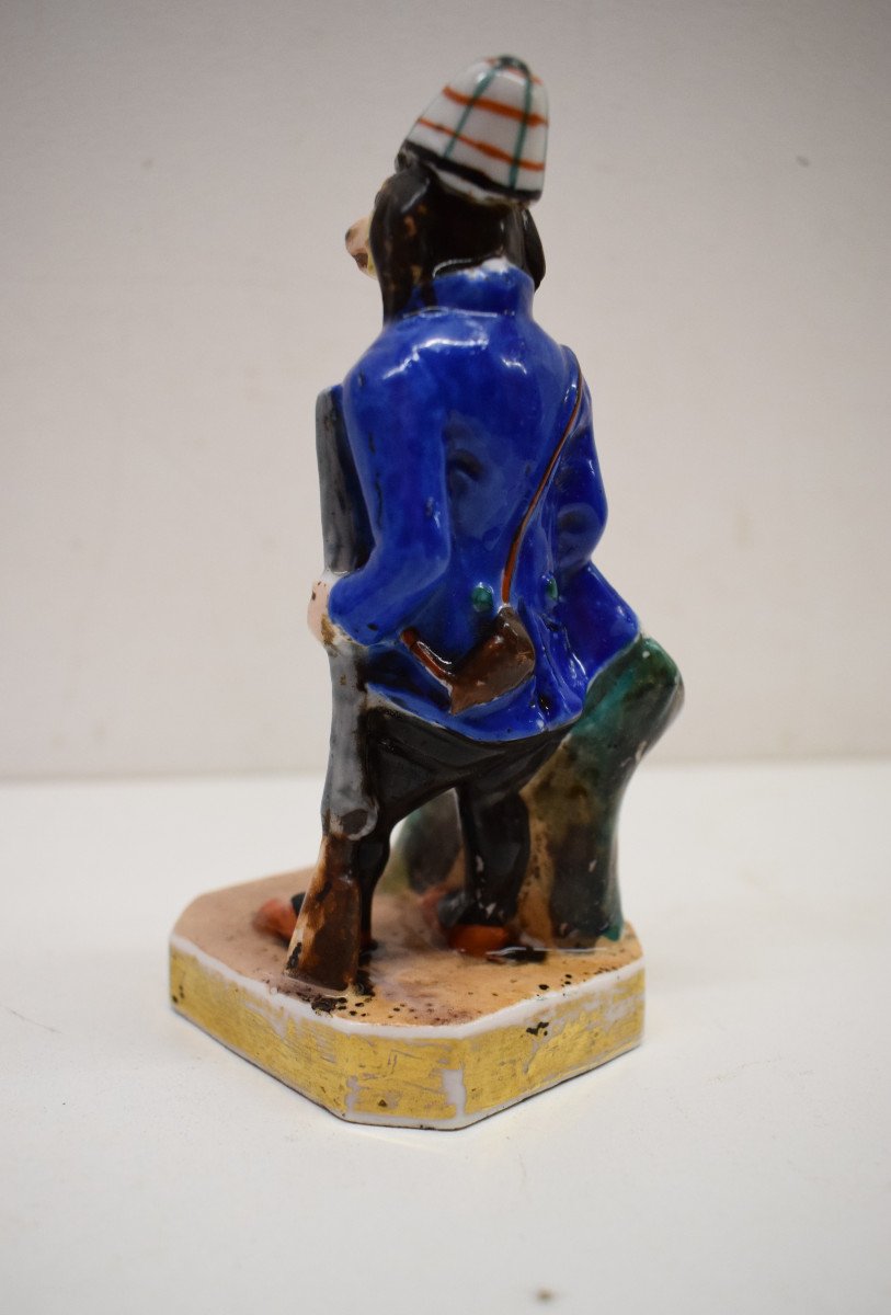 Curiosité Porte Plume Anthropomorphe Chien Chasseur Porcelaine Vieux Paris Chasse Ref595-photo-2