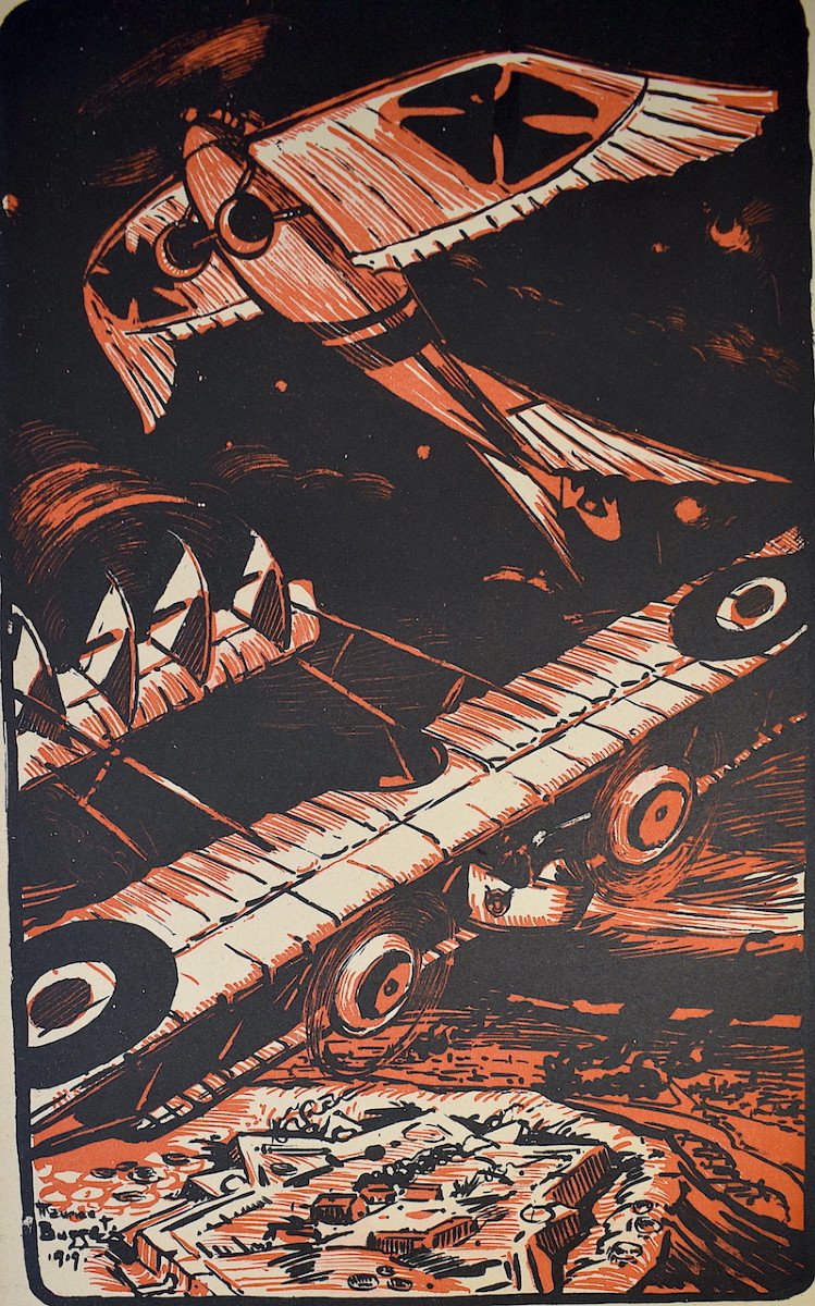 Print Maurice Busset Poster Lithograph Airplane Military Aviation War 1914 1918 Ref597-photo-2