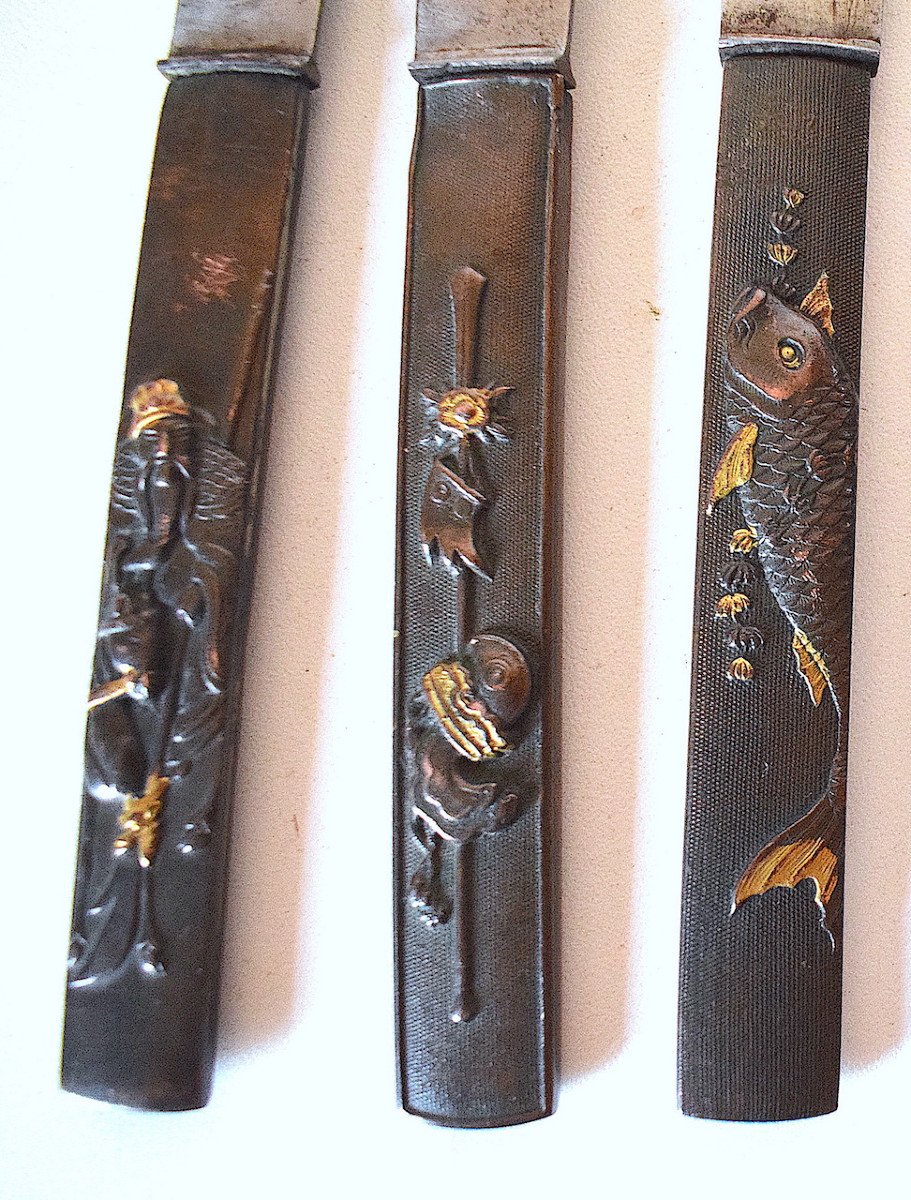 Six Japanese Table Knives Kazuka Kozuta Kogatana Japan Japan XIXth Signed Ref603-photo-1