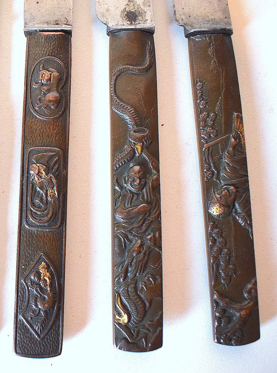 Six Japanese Table Knives Kazuka Kozuta Kogatana Japan Japan XIXth Signed Ref603-photo-2