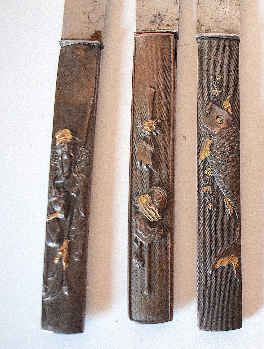 Six Japanese Table Knives Kazuka Kozuta Kogatana Japan Japan XIXth Signed Ref603-photo-3