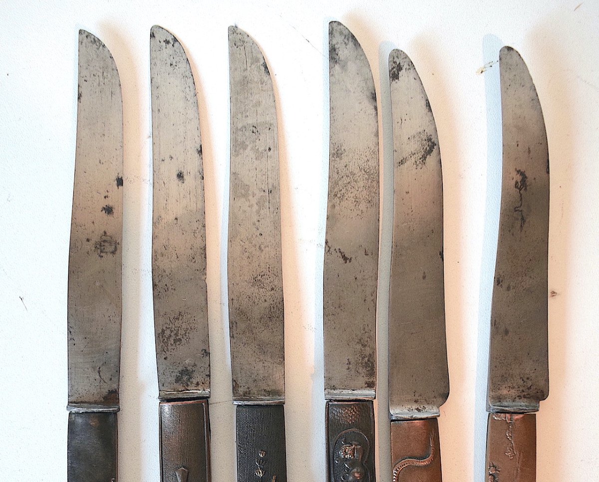 Six Japanese Table Knives Kazuka Kozuta Kogatana Japan Japan XIXth Signed Ref603-photo-6