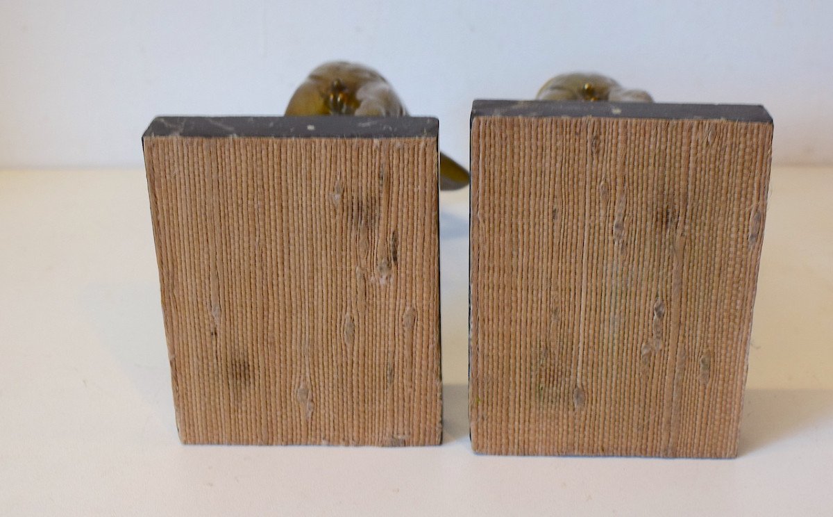 Pair Of Gilt Bronze Bookends Naked Man Sports Disc Thrower 1950 Decorative Art Ref604-photo-8