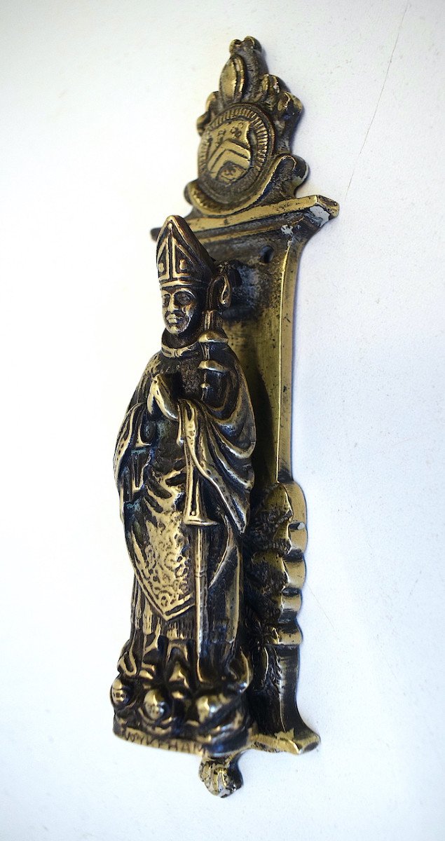 Poign&eacute;e Porte Ou De Meuble En Bronze Repr&eacute;sentant William De Wykeham (1324 -1404) Ref618 -photo-2