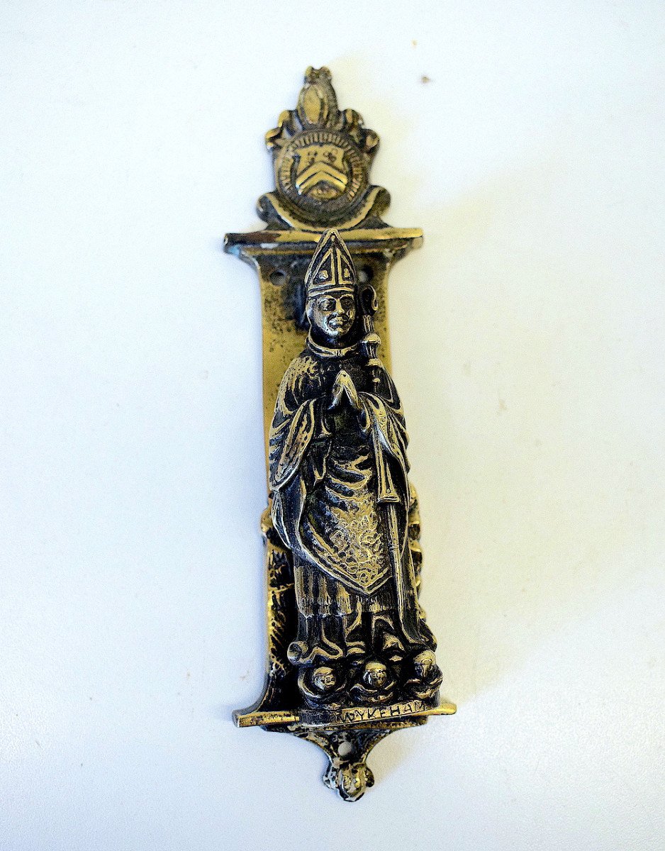 Poign&eacute;e Porte Ou De Meuble En Bronze Repr&eacute;sentant William De Wykeham (1324 -1404) Ref618 -photo-4