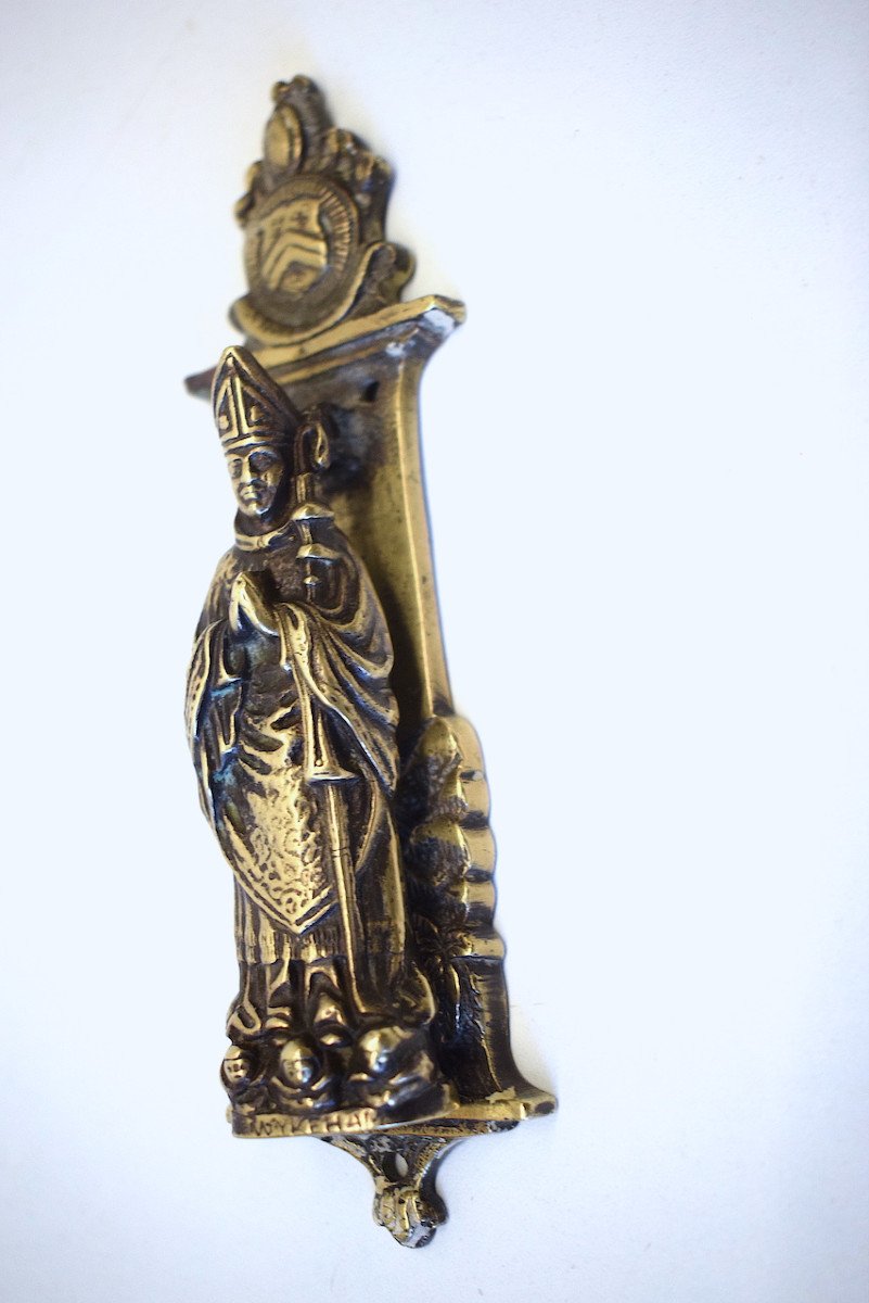 Poign&eacute;e Porte Ou De Meuble En Bronze Repr&eacute;sentant William De Wykeham (1324 -1404) Ref618 -photo-1