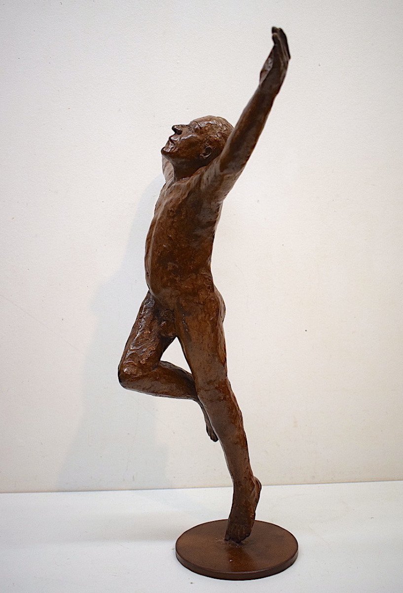 Man Naked Dancer Bonze Cire Perdue Signature To Identify Dance Moderne Kunst Ref623-photo-2