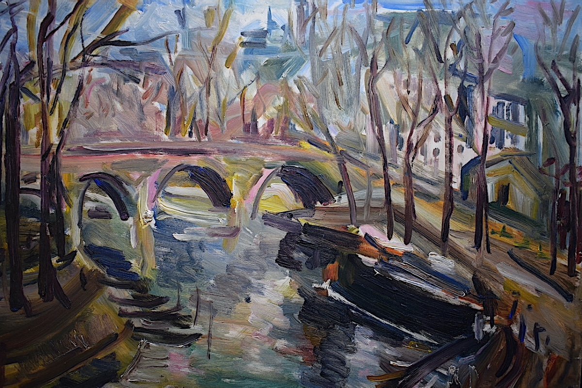 Odette Ayme Belmonte Post-impressionist Landscape Bridge River Paris XX 1950s Rt887-photo-3