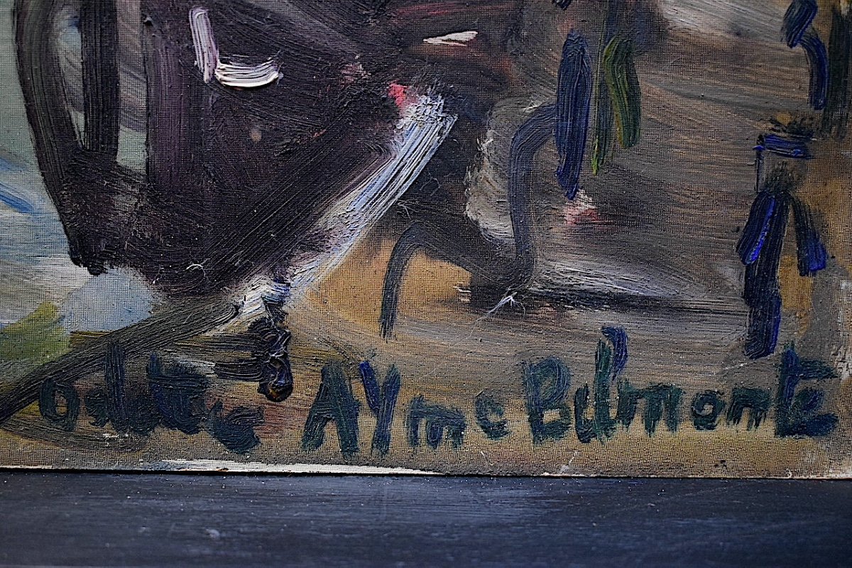 Odette Ayme Belmonte Post-impressionist Landscape Bridge River Paris XX 1950s Rt887-photo-3
