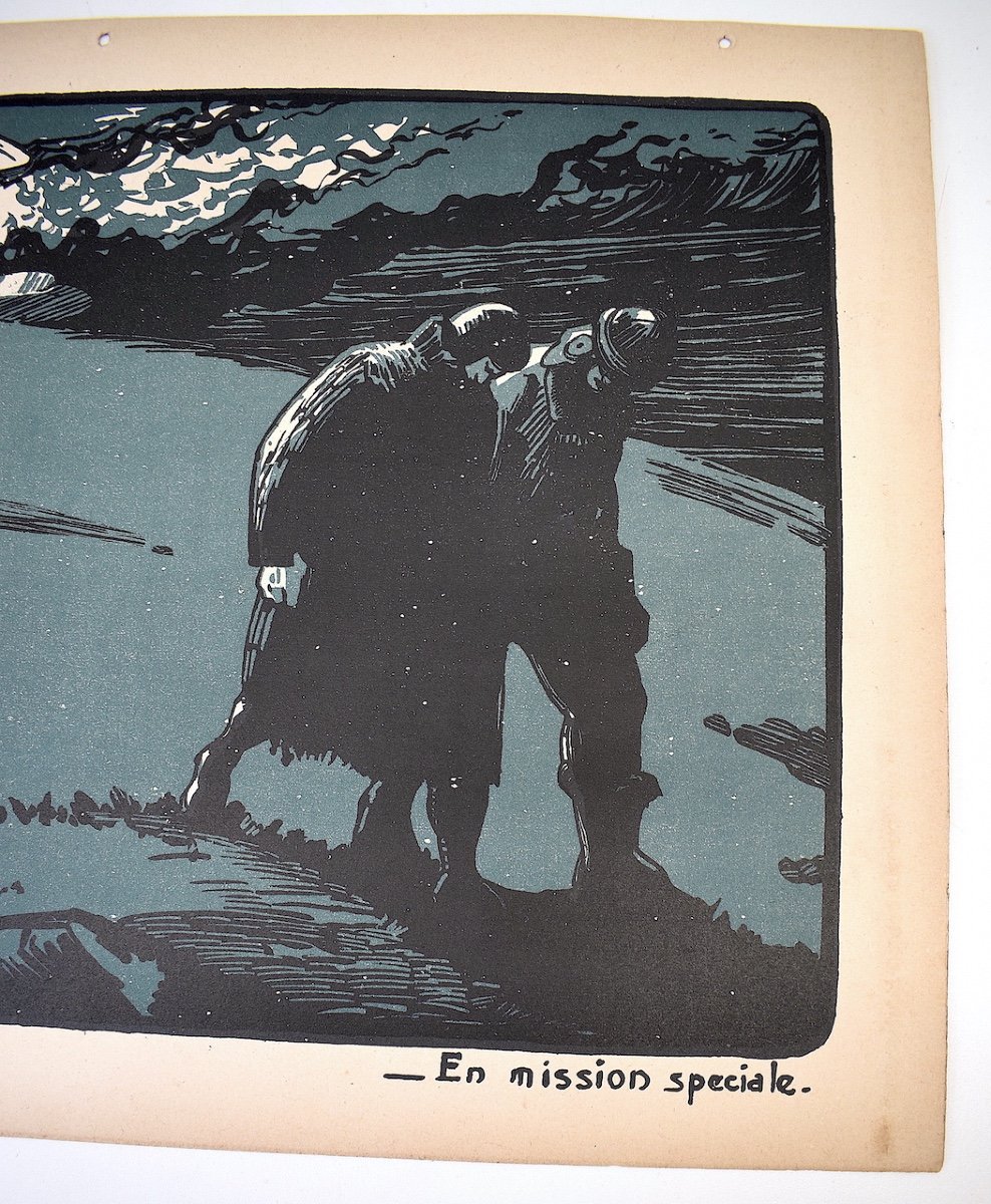 Estampe Maurice Busset  Affiche Lithographie Avion Aviation  Militaire  Guerre 1914 1918 Ref638-photo-1