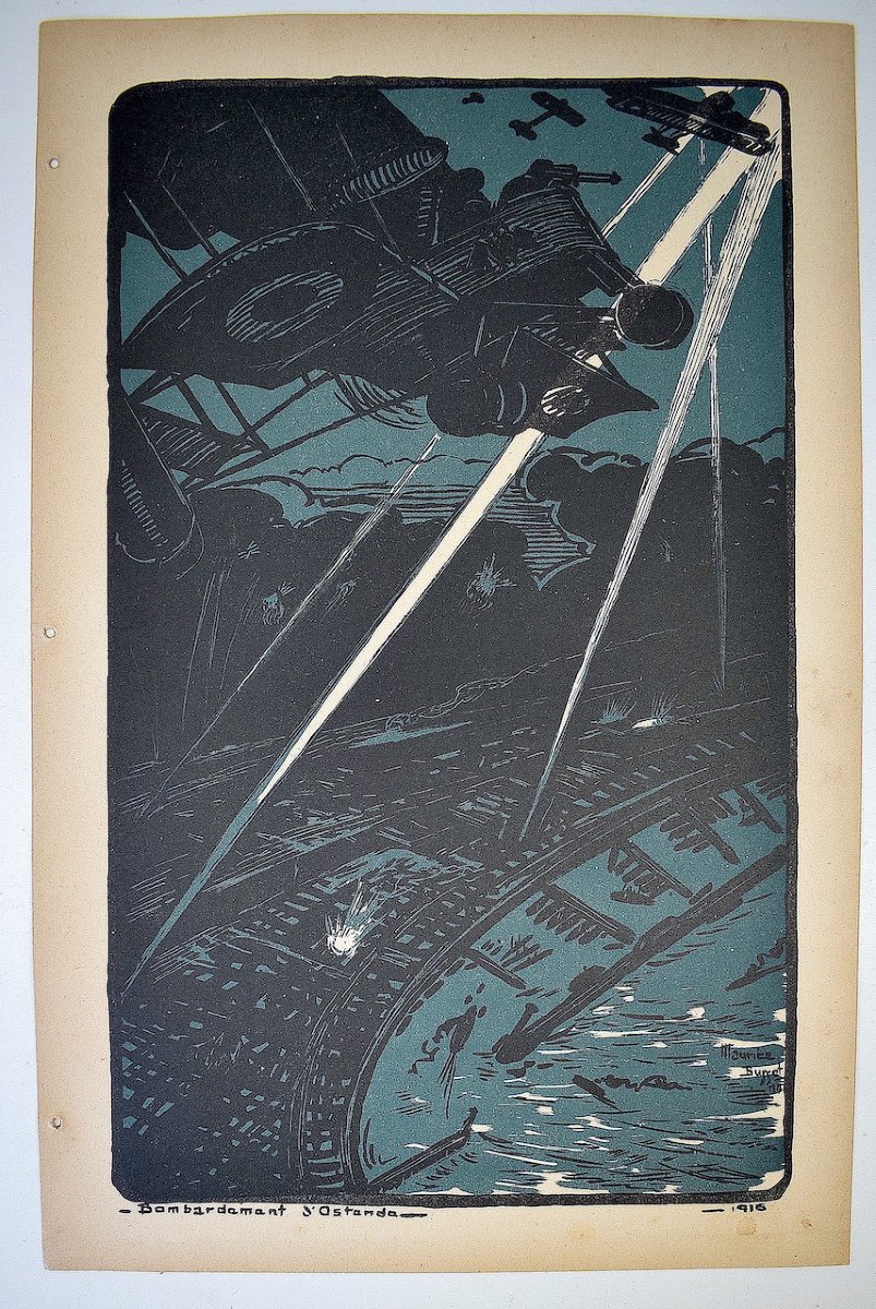 Print Maurice Busset Poster Lithograph Airplane Military Aviation War 1914 1918 Ref655-photo-3