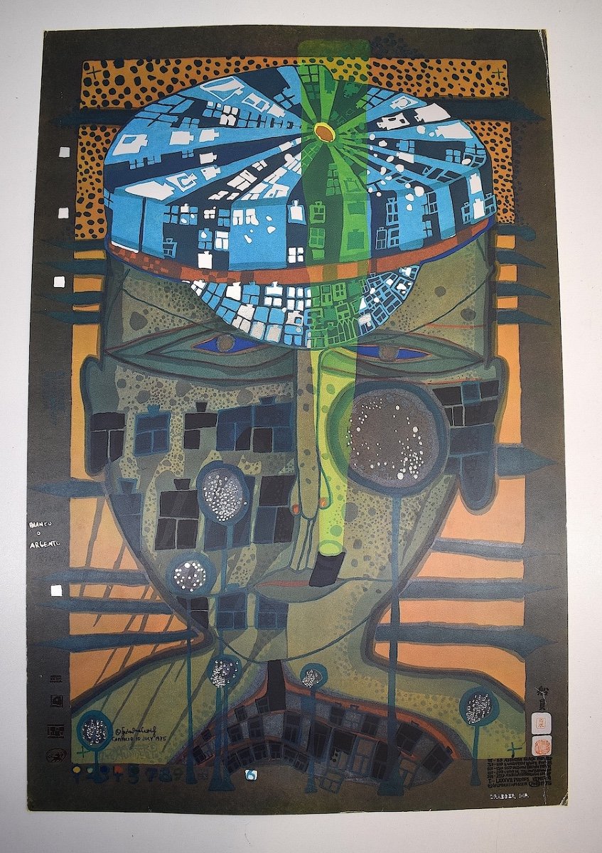 Affiche Années 70  Galerie Paul Facchetti Pour Exposition De  Hundertwasser  Art Moderne Rd13-photo-8