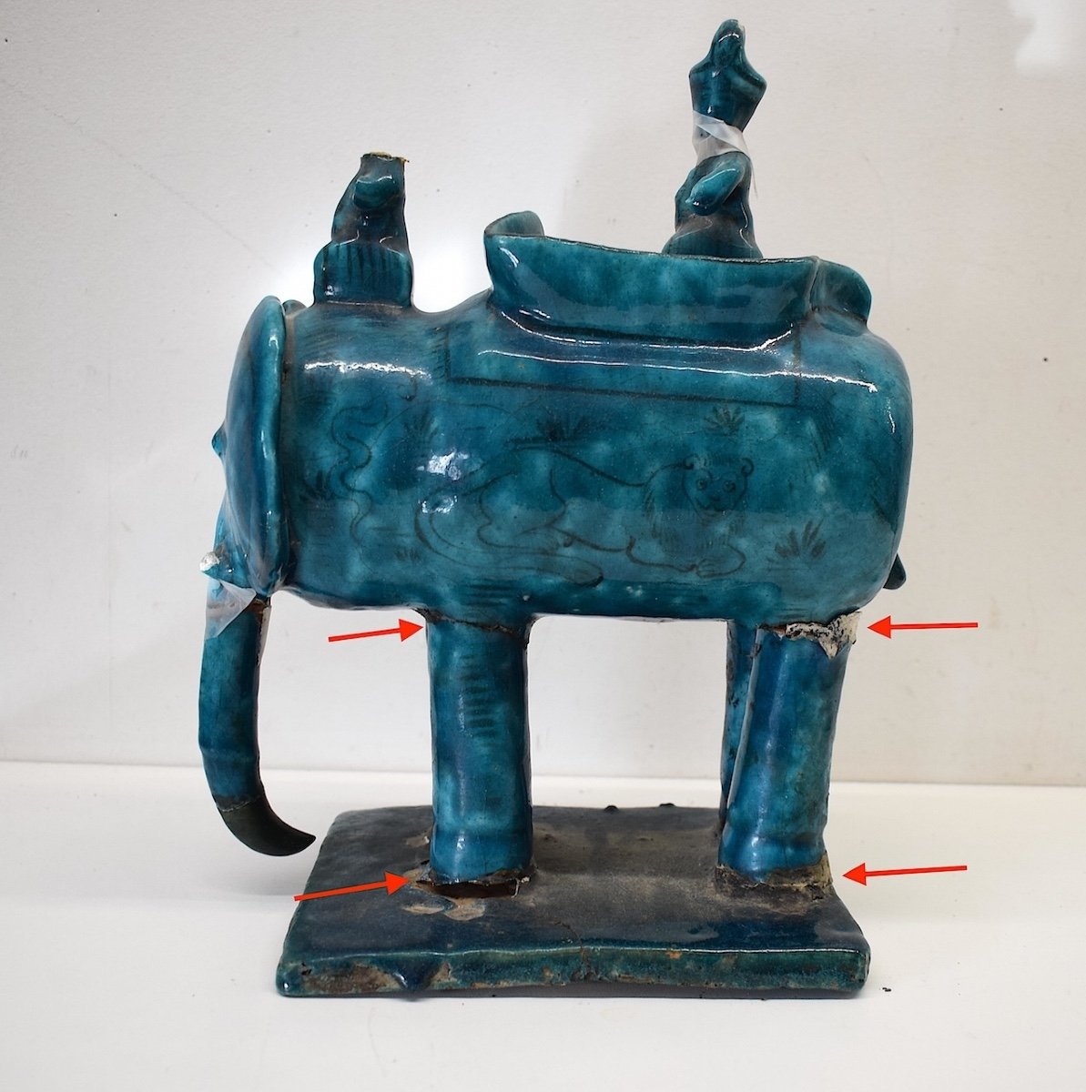 Ancient Glazed Ceramic Elephant Iran Persian Ottoman Orientalist Ref670-photo-3