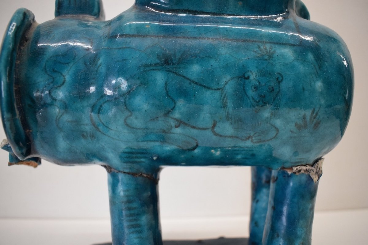Ancient Glazed Ceramic Elephant Iran Persian Ottoman Orientalist Ref670-photo-4