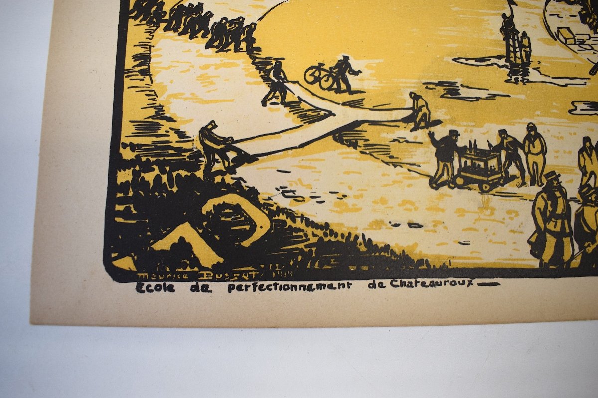 Estampe Maurice Busset  Affiche Lithographie Avion Aviation  Militaire  Guerre 1914 1918 Ref673-photo-4