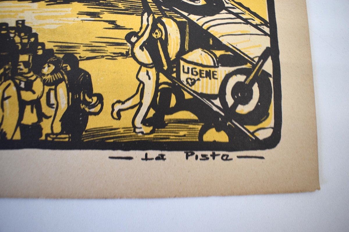 Estampe Maurice Busset  Affiche Lithographie Avion Aviation  Militaire  Guerre 1914 1918 Ref673-photo-1