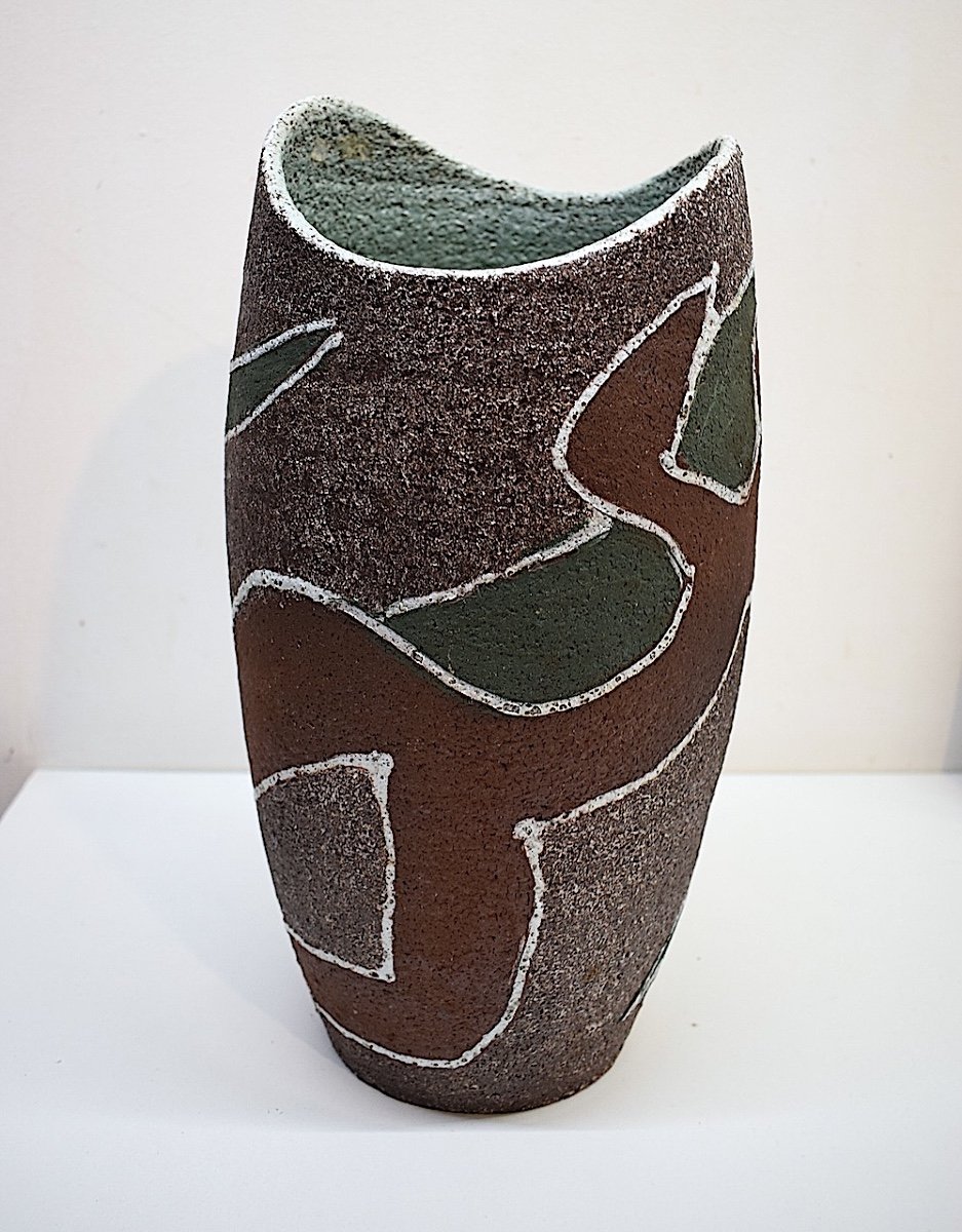Imposant Vase anthropomorphe  En C&eacute;ramique d&#039;Art  d&#039;Accolay Les Danseurs vers 1950 Ref679 