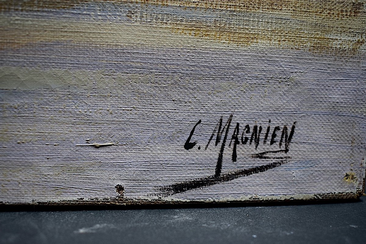 Signed Magnien Washerwomen Impressionist Country Scene XIX XX Th Rt924-photo-2