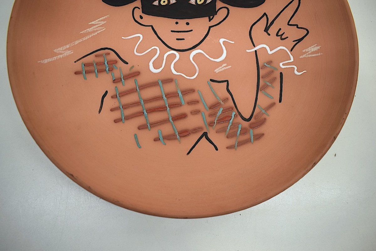Jean Cocteau Dish In Red Terracotta The Masked Harlequin 1/25 Atelier Madeline Jolly Ref686-photo-3