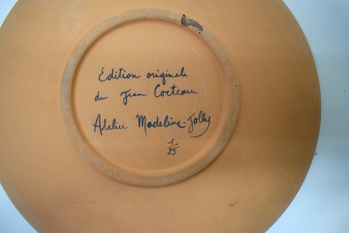 Jean Cocteau Plat en Terre Cuite Rouge l' Arlequin Masqué 1/25  Atelier Madeline Jolly  Ref686-photo-6