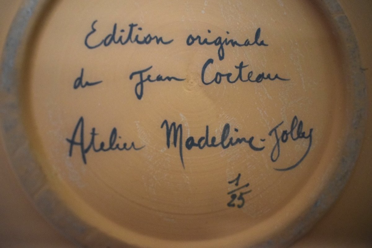 Jean Cocteau Plat en Terre Cuite Rouge l' Arlequin Masqué 1/25  Atelier Madeline Jolly  Ref686-photo-7