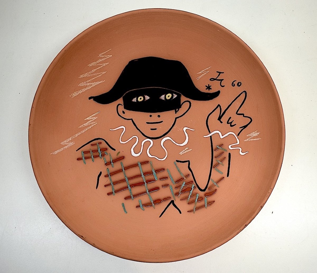 Jean Cocteau Dish In Red Terracotta The Masked Harlequin 1/25 Atelier Madeline Jolly Ref686