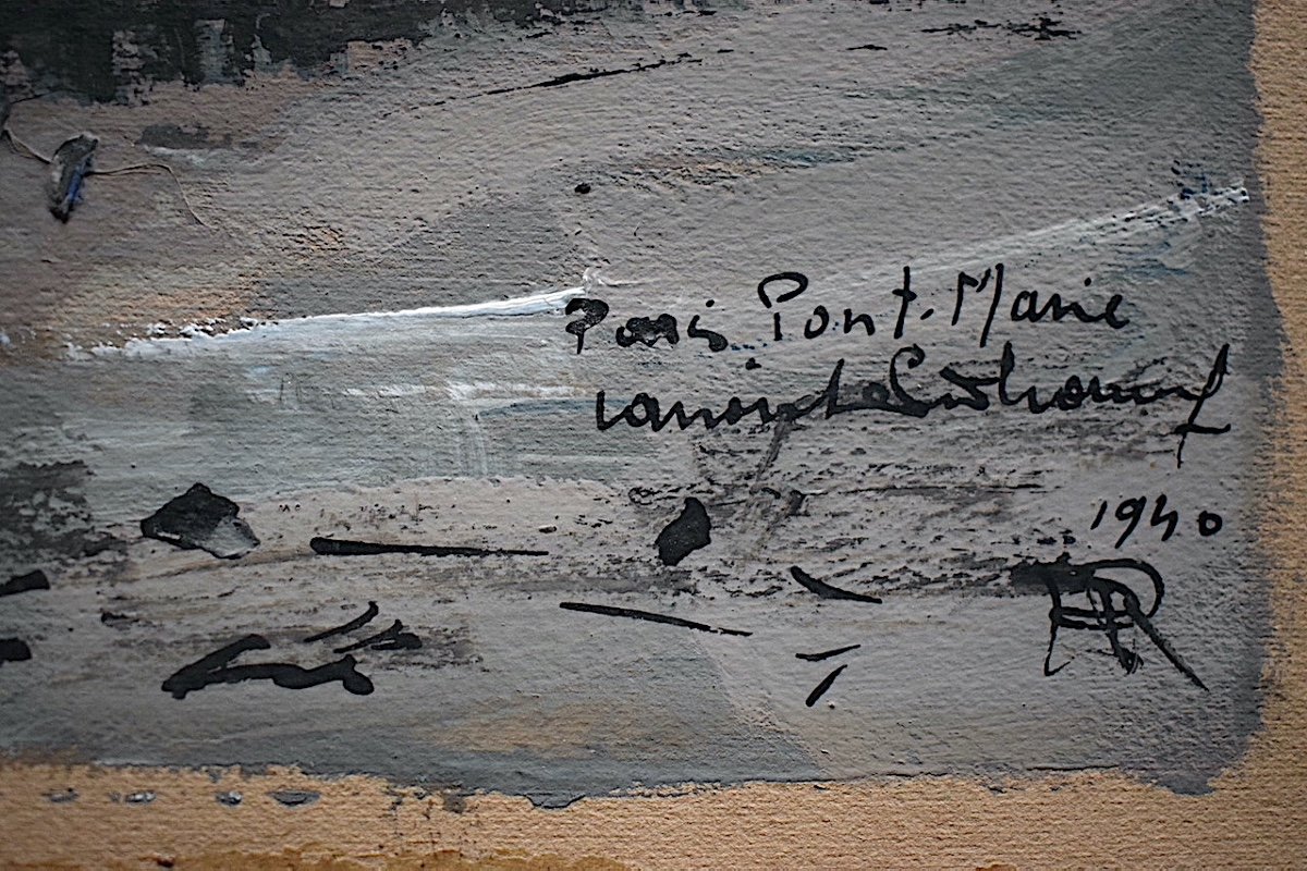 Paris Pont Marie On The Seine Fishermen Signed To Identify Dated 1940 XXth Rt940-photo-6