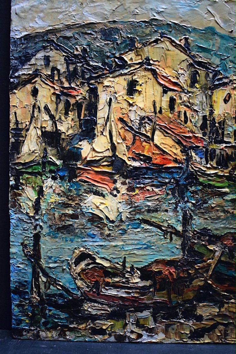 Marine Edge Of The Mediterranean Fishing Village Signed Guy XX Rt942-photo-4