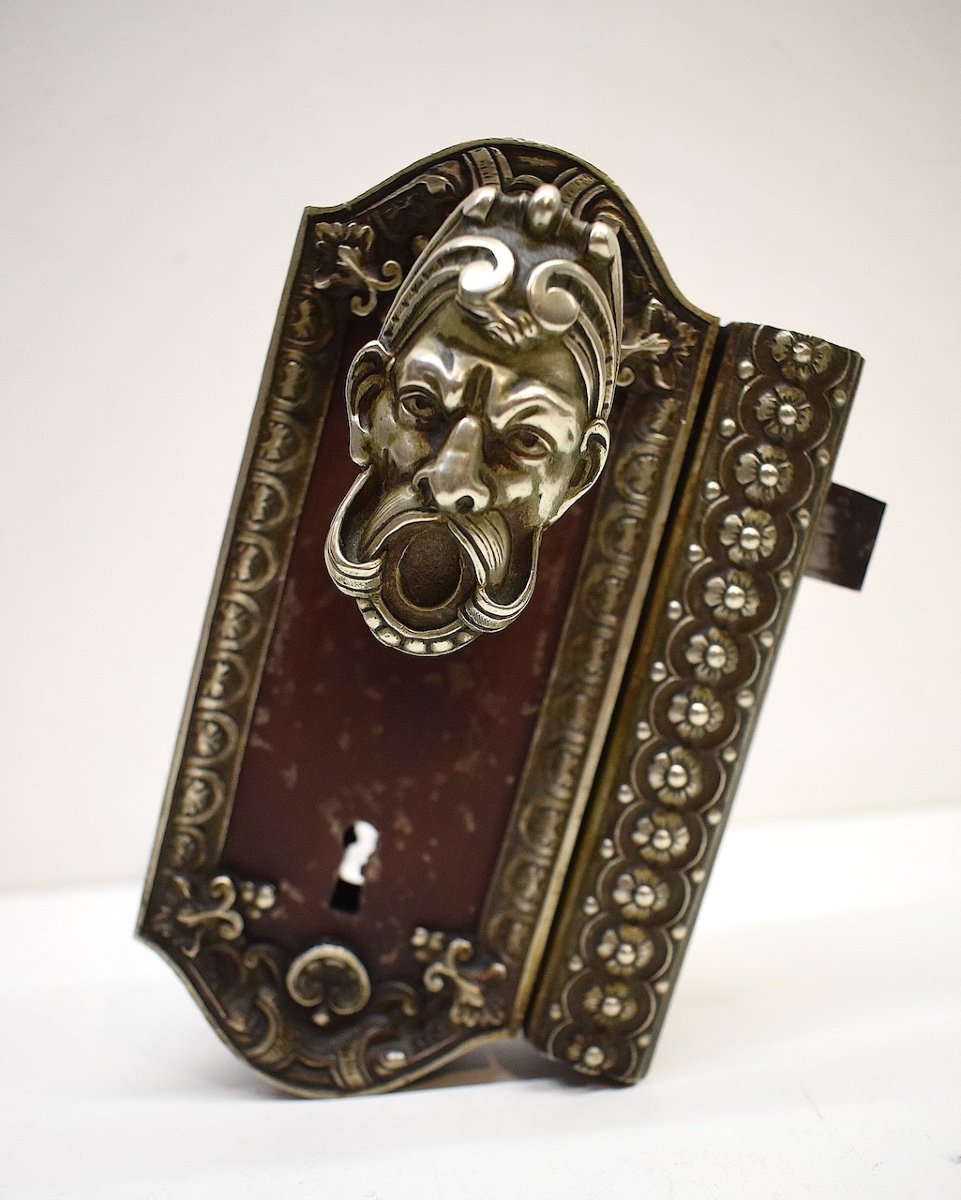 Curiosity Lock Handle Head Of Devil Or Bacchus Silver Bronze And Iron Ref696