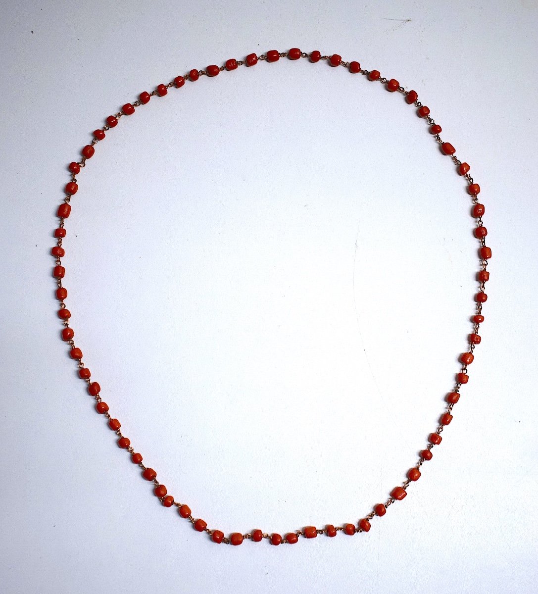 Collier Ancien En Corail Rouge Bijou D&eacute;but 20 &egrave;me Ref729-photo-2