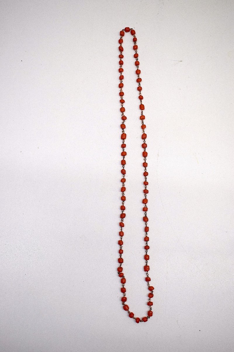 Collier Ancien En Corail Rouge Bijou D&eacute;but 20 &egrave;me Ref729-photo-4