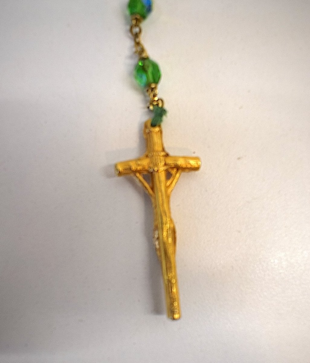 Rosary Rosary In Glass Bead Gilt Bronze Crucifix Christ Medallion Virgin Mary Ref731-photo-5