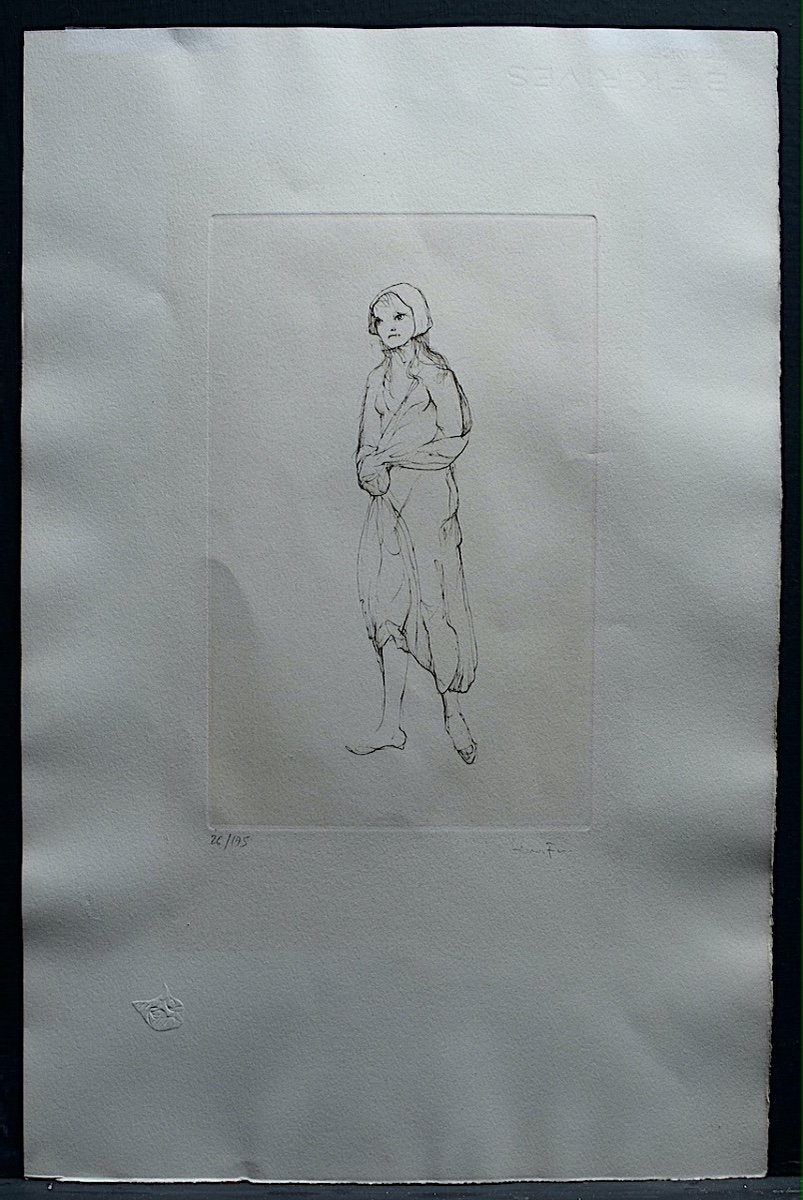 LEONOR FINI Gravure Jeune Fille Surréaliste Signé XX RT989-photo-6