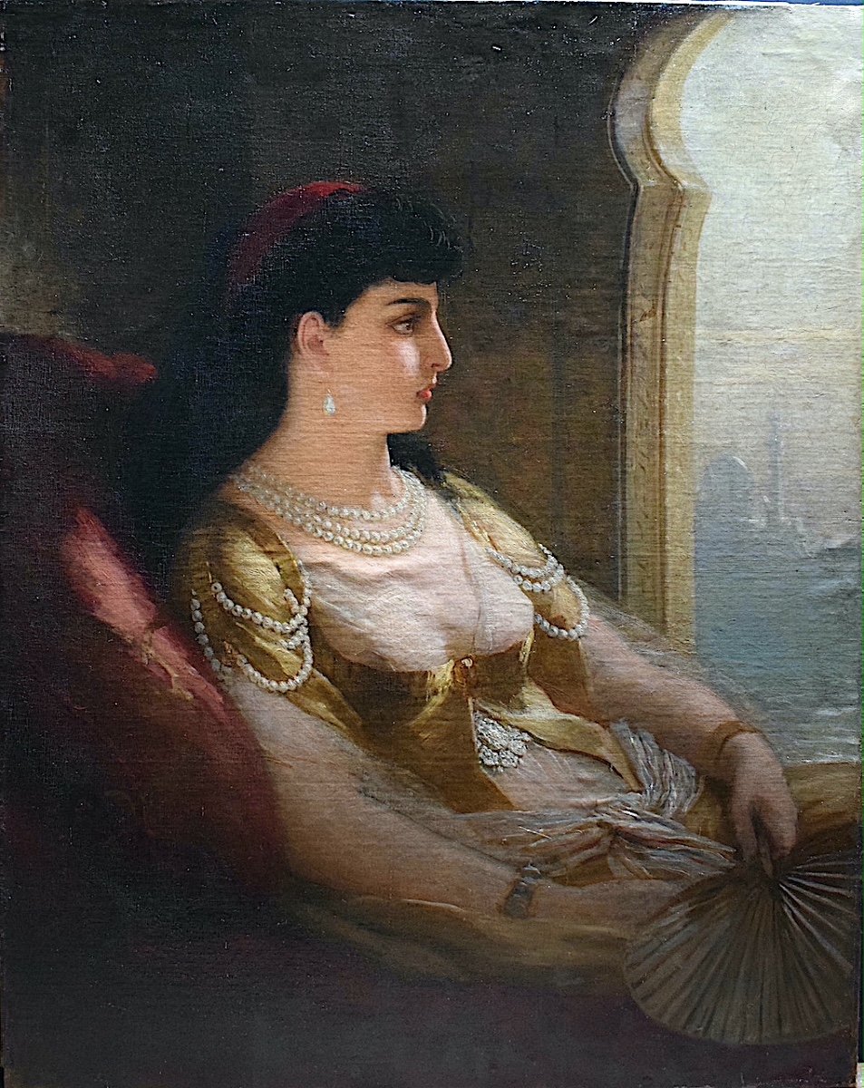 Odalisque Sultane Orientaliste Turquie  Bosphore XIX ème Siècle RT992-photo-4