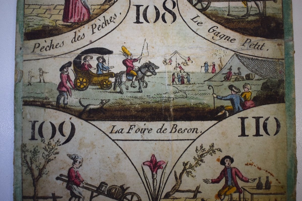 Curiosité Carte d'Un Ancien Jeu De Cavagnole XVIII Siécle 18th Biribi Nain Jaune Ref756-photo-4