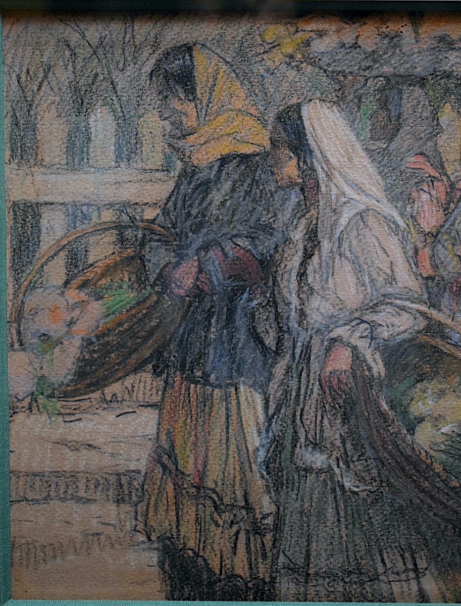 Jean Neylies Pastel Orientalist Romania Women At The Market Rt994-photo-4