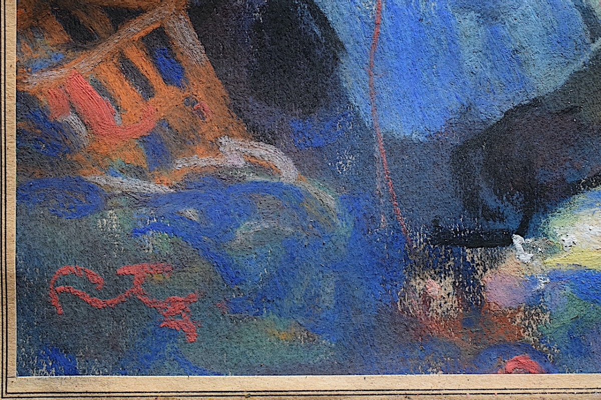 Louis Fortuney Signed Woman Knitting Market Scene Rt1017-photo-2