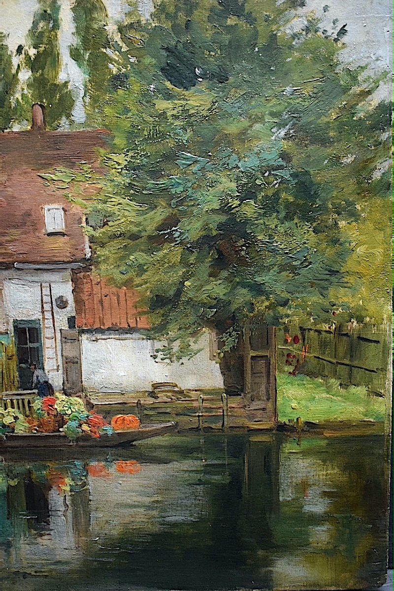 Fath René Hortillonnages Amiens Market On The Water Impressionist XIX XXth Century Rt1041-photo-4