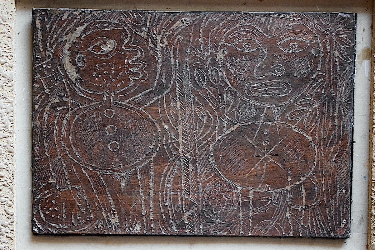 Art Brut Wood Scratched Couple Unsigned 20th Century Rt1156-photo-2